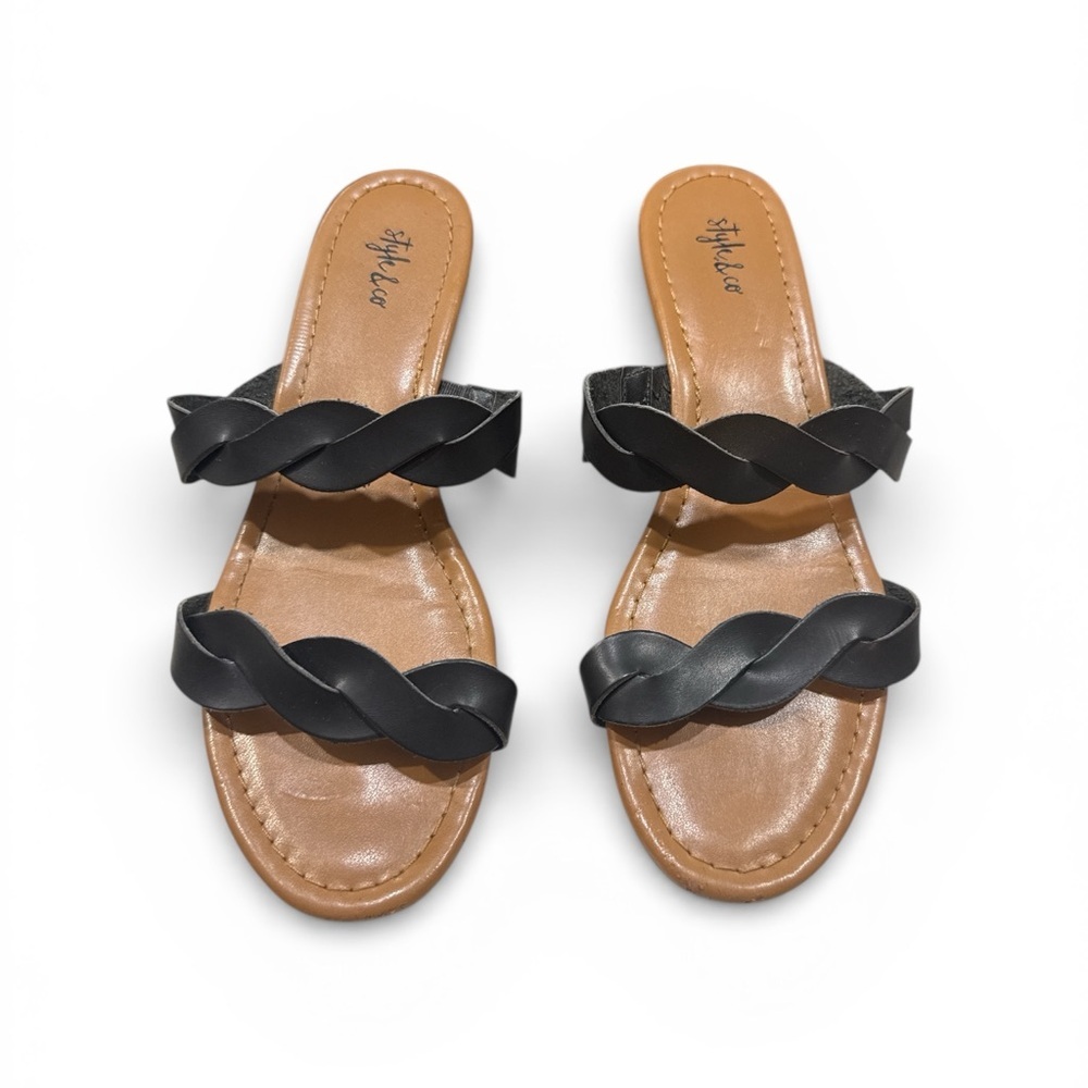 Style & Co. Black and Tan Braided Sandals